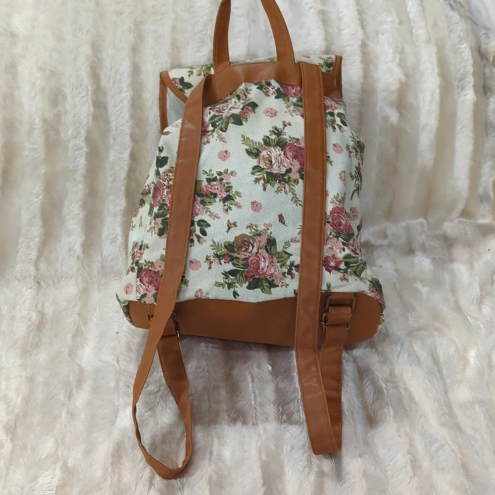 Floral Canvas Backpack - Picture 2 of 4